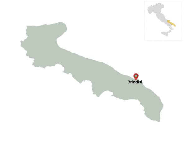 Carte Brindisi au sud de l'Italie et Porte d'entrée du Salento