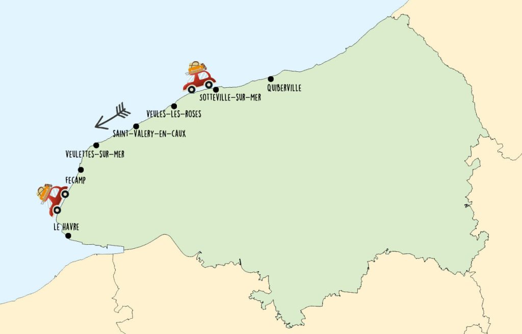 carte road trip cote albatre normandie