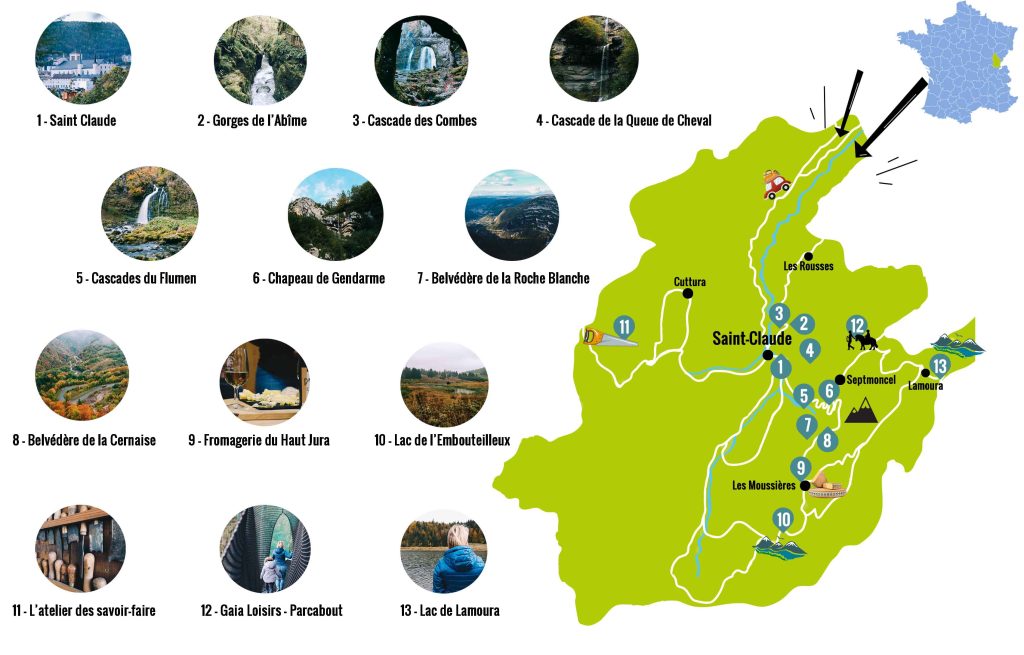 carte saint claude et ses environs