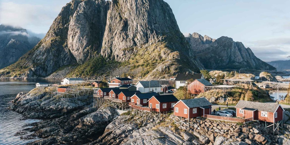 célèbre panorama d'Hamnøy au lever du soleil