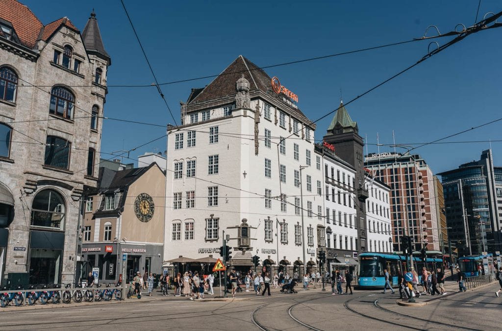 centre-ville d'Oslo Sentrum vue sur la place Egertorget.